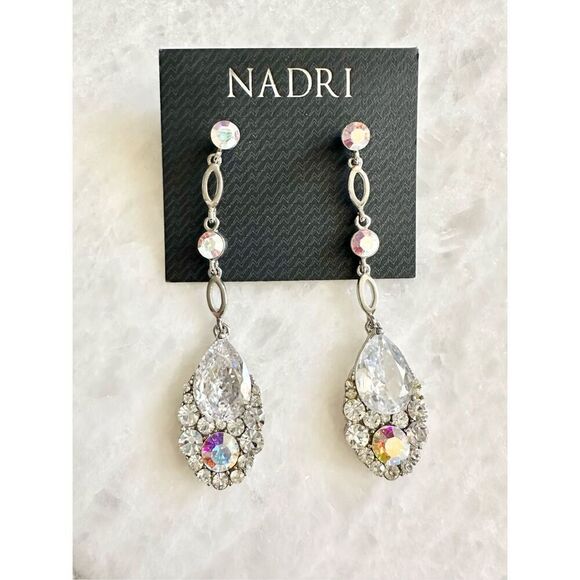 Cubic Zirconia iridescent dangle earrings - Picture 1 of 4